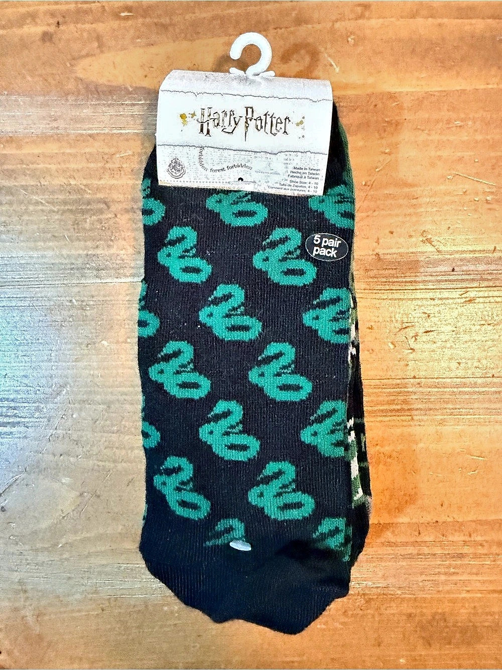 Harry Potter Slytherin 5-Pack Ankle Socks Green & Black Size 4-10~ NEW